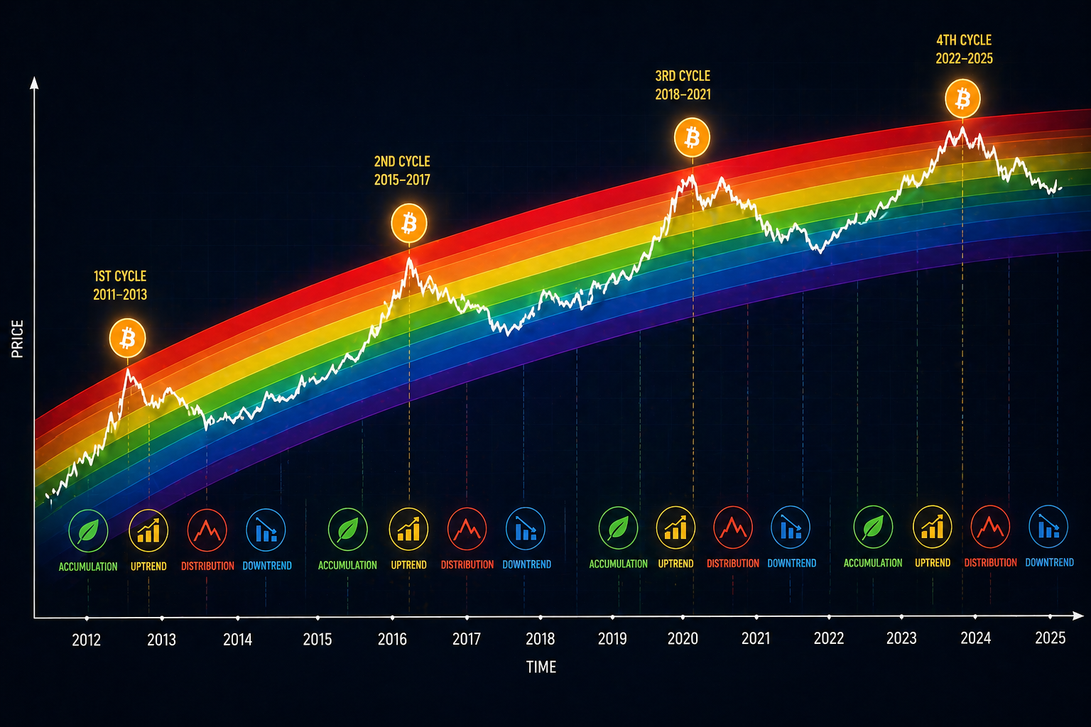 Bitcoin Rainbow Price Chart and Market Cycles