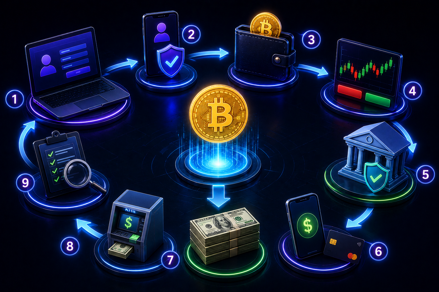 How to convert bitcoin to cash step by step